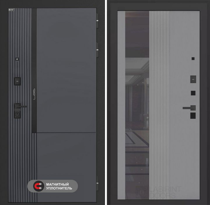 Входная дверь Лабиринт Лаб 2 Про - 32 Серый софт рельеф