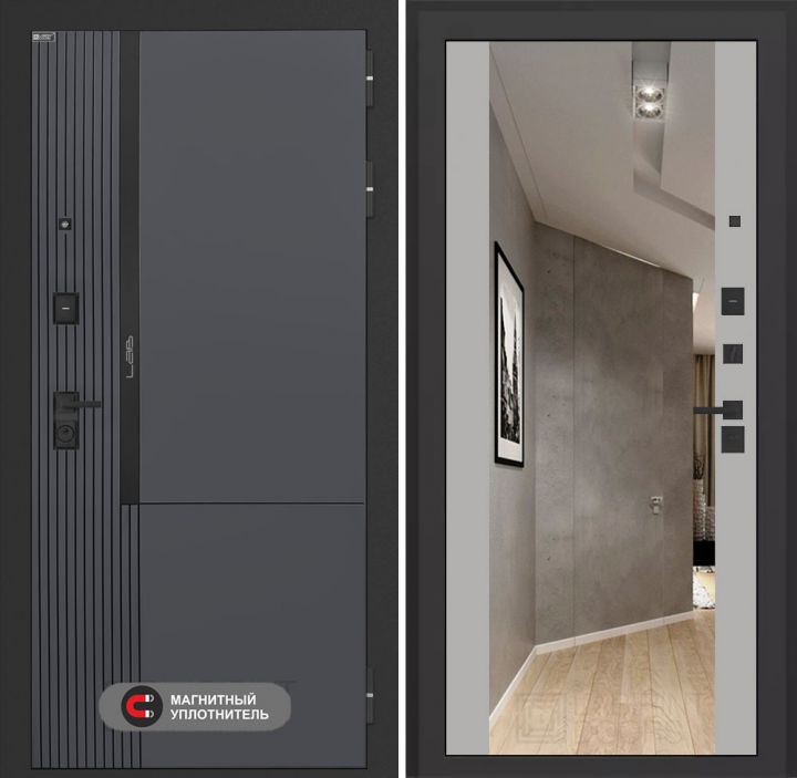 Входная дверь Лабиринт Лаб 2 Про - Зеркало максимум Грей софт