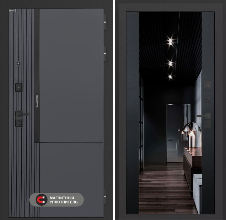 Входная дверь Лабиринт Лаб 2 Про - Зеркало максимум с тонировкой Черный кварц