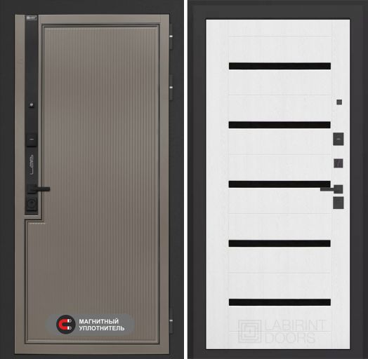 Входная дверь Лабиринт Лаб 1 Про - 01 Белое дерево стекло черное