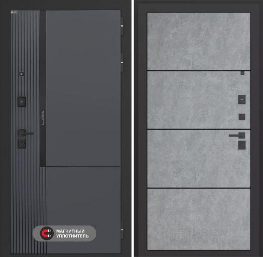 Входная дверь Лабиринт Лаб 2 Про - 25 Бетон светлый (черная вставка)