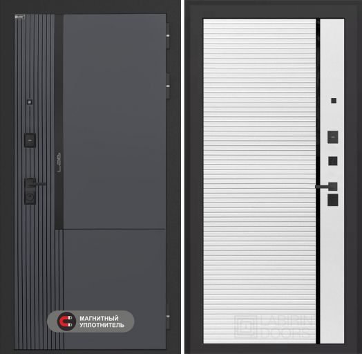 Входная дверь Лабиринт Лаб 2 Про - 22 Белый софт черная вставка