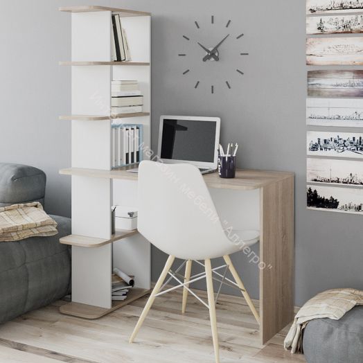 Стол письменный тип 4 Дуб Сонома, Белый Ясень