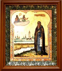 Икона Макарий Калязинский в киоте с басмой Виноградная Лоза (UV-печать)(30572)