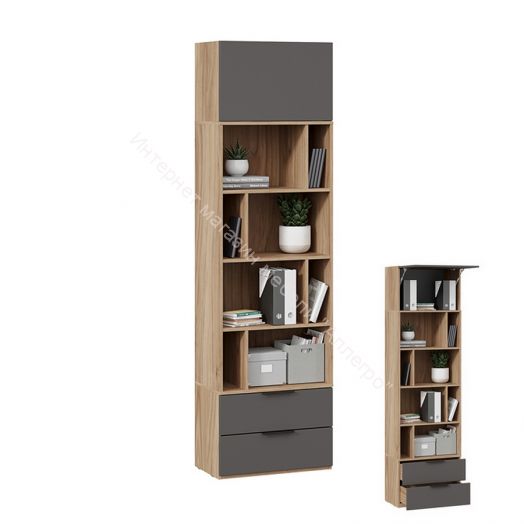 Шкаф комбинированный (366) «Порто» Исп.2 - ТД-393.07.20 Исп.2 Яблоня Беллуно, Графит софт