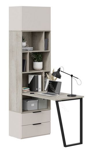 Шкаф комбинированный (366) «Порто» Исп.2 - ТД-393.07.20 Исп.2 Кашемир матовый, Баттл Рок, Кашемир сатин