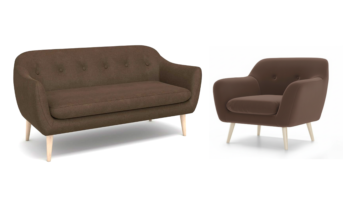 Диван и кресло Реймс ткань Angora chocolate