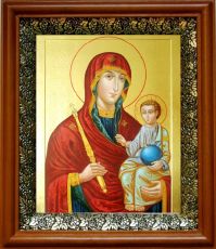 Минская икона Божьей Матери в киоте с басмой Виноградная Лоза (UV-печать)(30614)