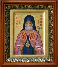 Икона Митрофан Воронежский в киоте с басмой Виноградная Лоза (UV-печать)(30616)