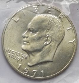 Доллар Эйзенхауэра 1  доллар США 1971 Двор "S" в запайке с жетоном