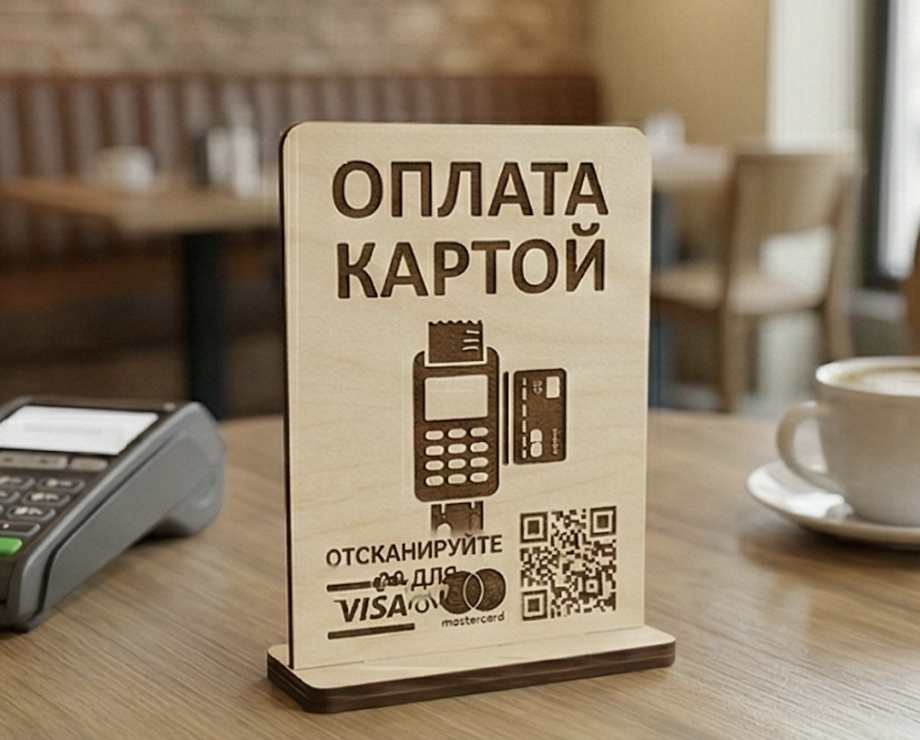 Табличка «Оплата картой» на стол