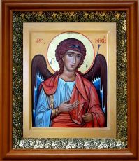 Икона Михаил Архангел в киоте с басмой Виноградная Лоза (UV-печать)(30621)