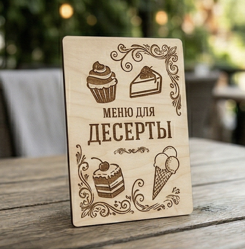 Деревянное меню для десертов A5
