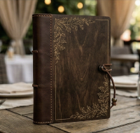 Обложка меню с кожаным корешком (премиум)