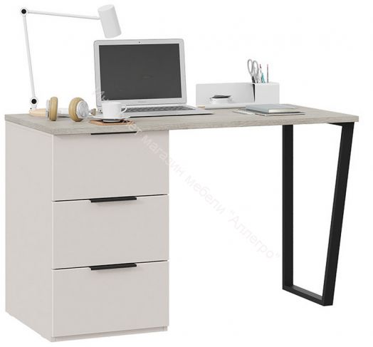 Стол письменный с тумбой универсальной «Порто» - СМ-393.15.011 Кашемир матовый, Баттл Рок, Кашемир сатин