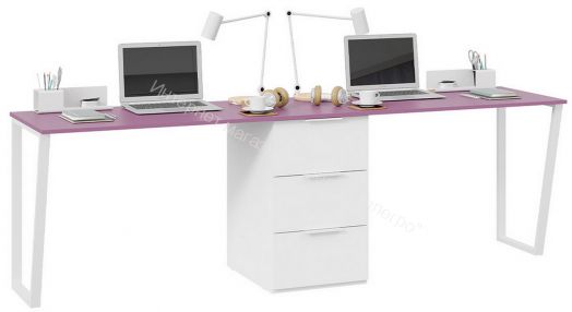 Комплект столов письменных с 1 тумбой универсальной «Порто» - СМ-393.15.013 Белый, Фиолетовый