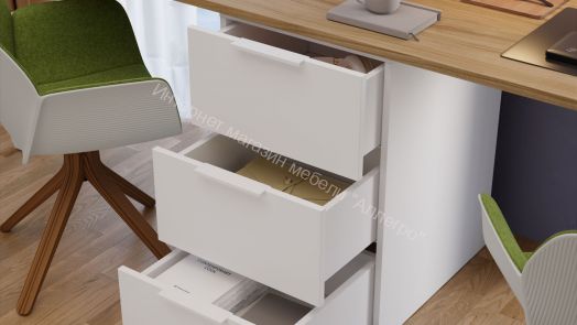 Комплект столов письменных с 1 тумбой универсальной «Порто» - СМ-393.15.013 Белый, Фиолетовый