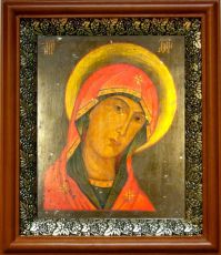 Огневидная икона Божьей Матери в киоте с басмой Виноградная Лоза (UV-печать)(30701)