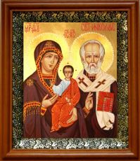 Оковецкая икона Божьей Матери в киоте с басмой Виноградная Лоза (UV-печать)(30704)