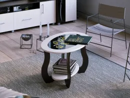 Стол журнальный СЖ-6 с рисунком (ш900*г600*в500мм) Венге/Дуб молочный