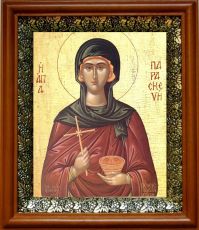 Икона Параскева Римская в киоте с басмой Виноградная Лоза (UV-печать)(30731)