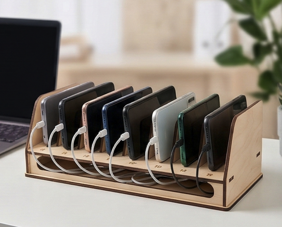 Стенд для мобильных телефонов на 10 мест (зарядная зона)