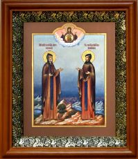 Икона Петр и Феврония Муромские в киоте с басмой Виноградная Лоза (UV-печать)(30747)