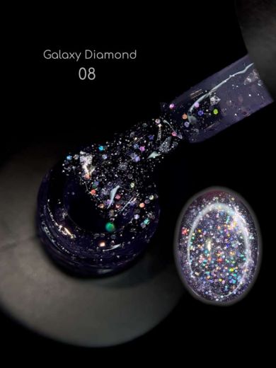 GDR08 "GALAXY DIAMOND" гель лак с блестками разной формы и размера и светоотражающим шиммером