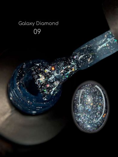 GDR09 "GALAXY DIAMOND" гель лак с блестками разной формы и размера и светоотражающим шиммером