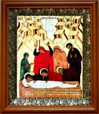 Икона Положение во гроб в киоте с басмой Виноградная Лоза (UV-печать)(30772)