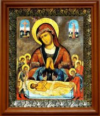 Икона Положение во гроб в киоте с басмой Виноградная Лоза (UV-печать)(30773)