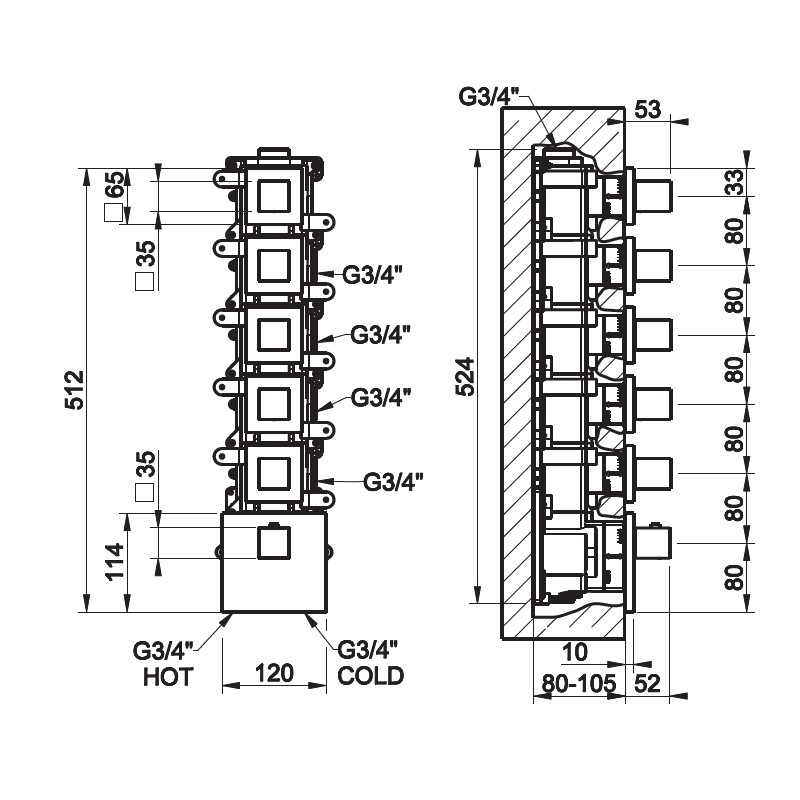 Gessi Quadro Wellnes смеситель для ванны/душа 43210 ФОТО