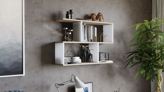 Полка настенная тип 14 Дуб Сонома, Белый Ясень