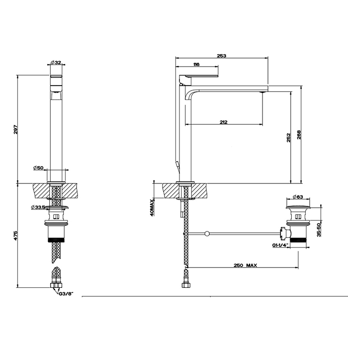 Высокий смеситель для раковины Gessi Emporio Via manzoni 38603 ФОТО