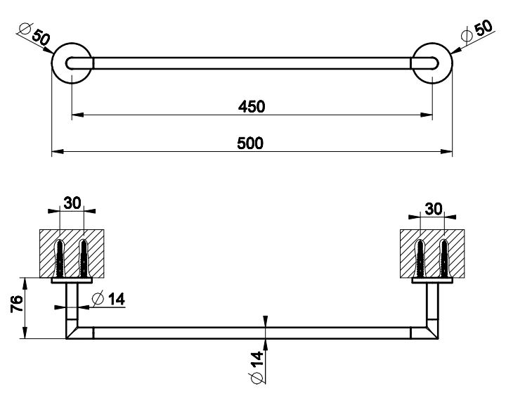 Держатель полотенец Gessi Anello 63800 45х7,6 ФОТО