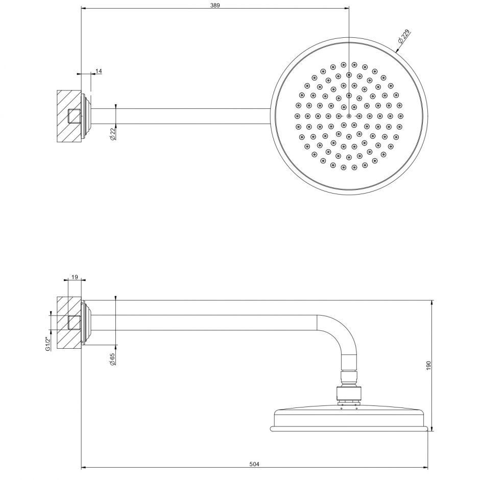 Душевая головка Gessi Venti20 настенная поворотная 65148 ФОТО