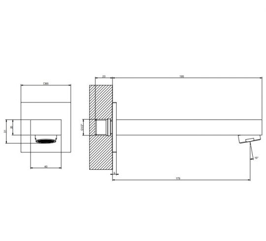 Излив для ванны Gessi Inverso Rigato 73103 схема 2