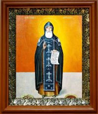 Икона Прокопий Сазавский в киоте с басмой Виноградная Лоза (UV-печать)(30784)