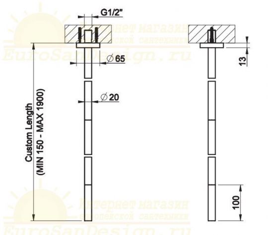 Излив потолочный Gessi Flessa 54096 схема 2