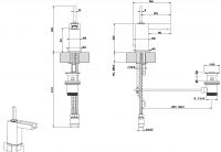 Каскадный смеситель для раковины Gessi Rettangolo Cascata 30901 с донным клапаном схема 2 Каскадный смеситель для раковины Gessi Rettangolo Cascata 30901 с донным клапаном схема 2