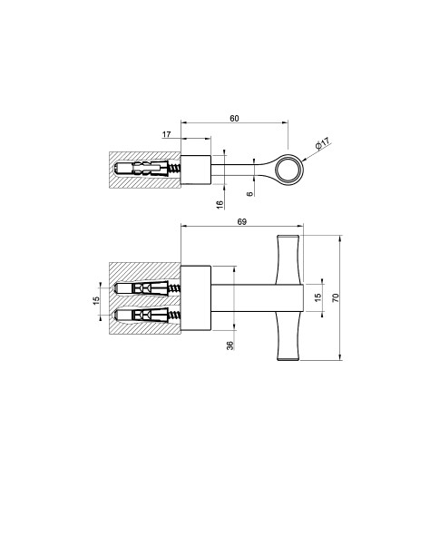 Крючок Gessi Jacqueline 77521 настенный металлический Т-образный ФОТО