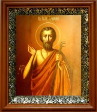 Икона Прокопий Устюжский в киоте с басмой Виноградная Лоза (UV-печать)(30787)