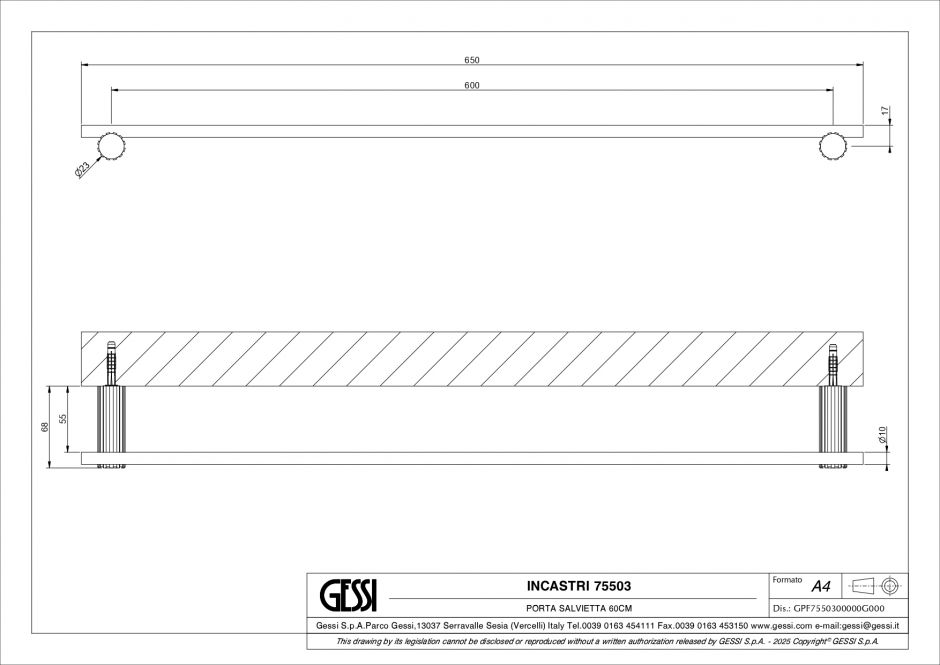 Полотенцедержатель Gessi Incastri 75503 65 см ФОТО