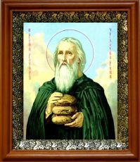 Икона Прохор Печерский в киоте с басмой Виноградная Лоза (UV-печать)(30791)