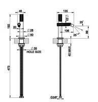 Смеситель для биде Gessi Incastri 75068 без донного клапана схема 2