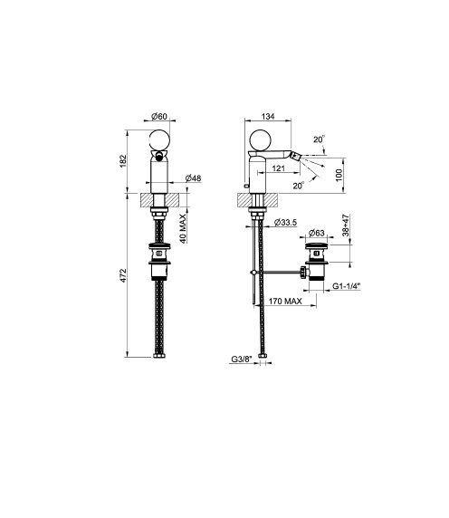 Смеситель для биде Gessi Perle 74307 с донным клапаном с вентилем из камня Onyx Cola ФОТО