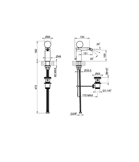 Смеситель для биде Gessi Perle 74407 с донным клапаном с вентилем из муранского стекла Battuto ФОТО