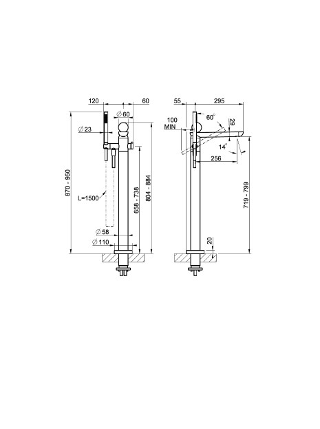 Смеситель для ванны Gessi Perle 74429 напольный с ручным душем и переключателем с вентилем из муранского стекла Battuto ФОТО