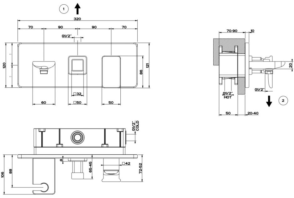 Смеситель для ванны/душа Gessi iSpa 44903 без излива ФОТО