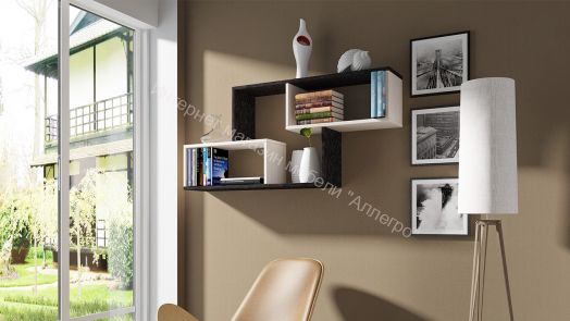 Полка настенная тип 4 Венге Цаво, Дуб молочный